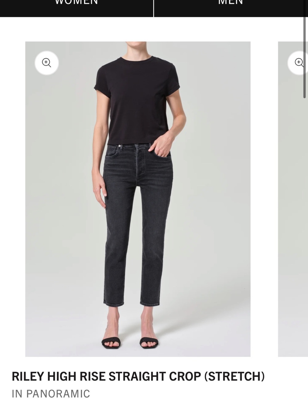 Agolde Riley High Rise Straight Crop Jeans - Black